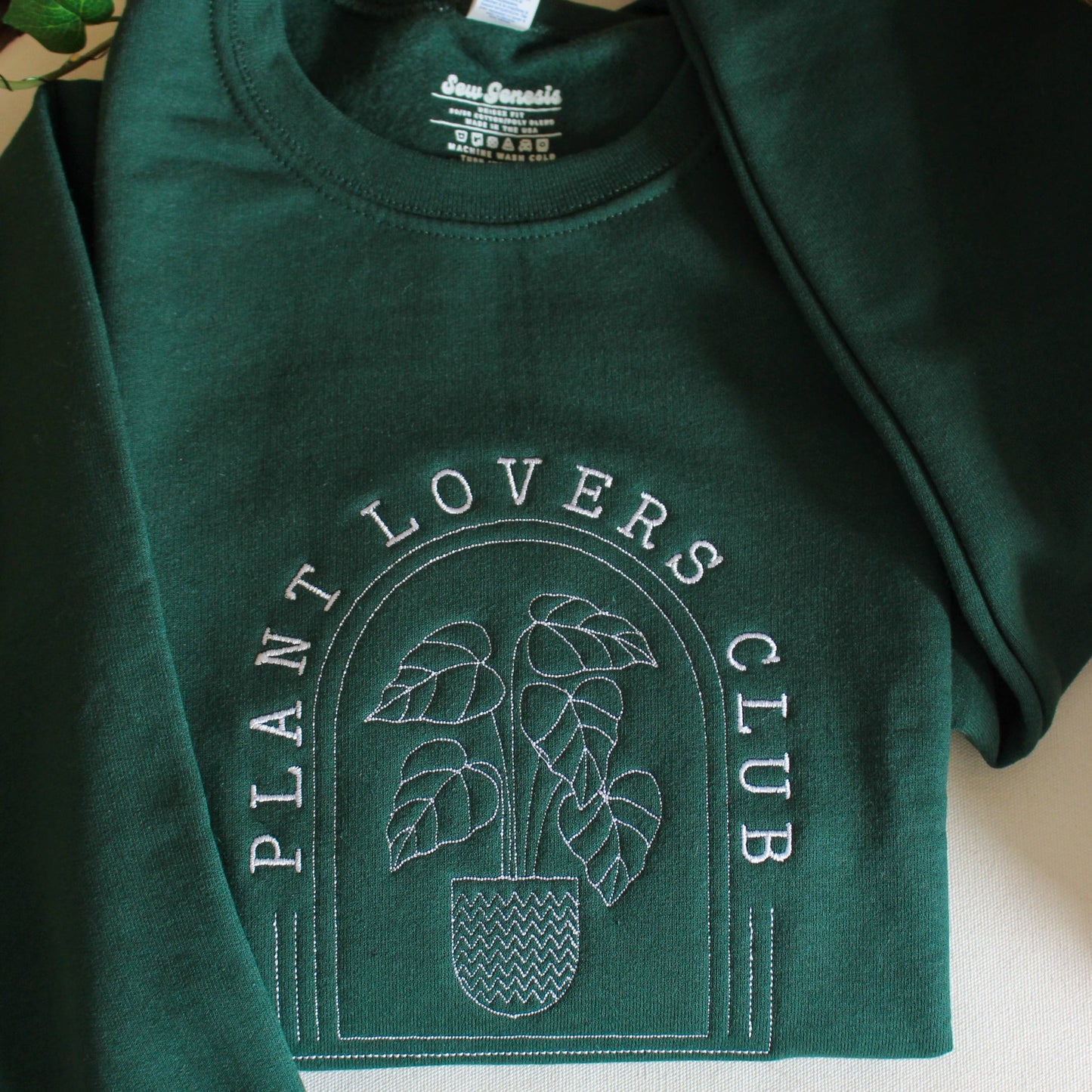 "Plant Lover Club" Embroidered Crewneck