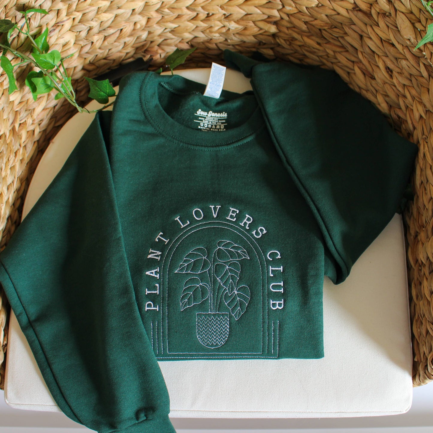 "Plant Lover Club" Embroidered Crewneck