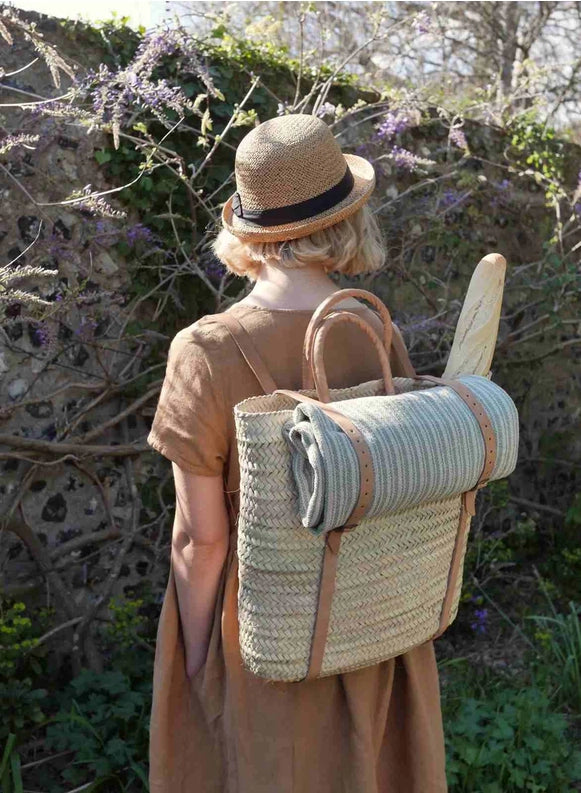 Straw Beach Bag with Leather Straps